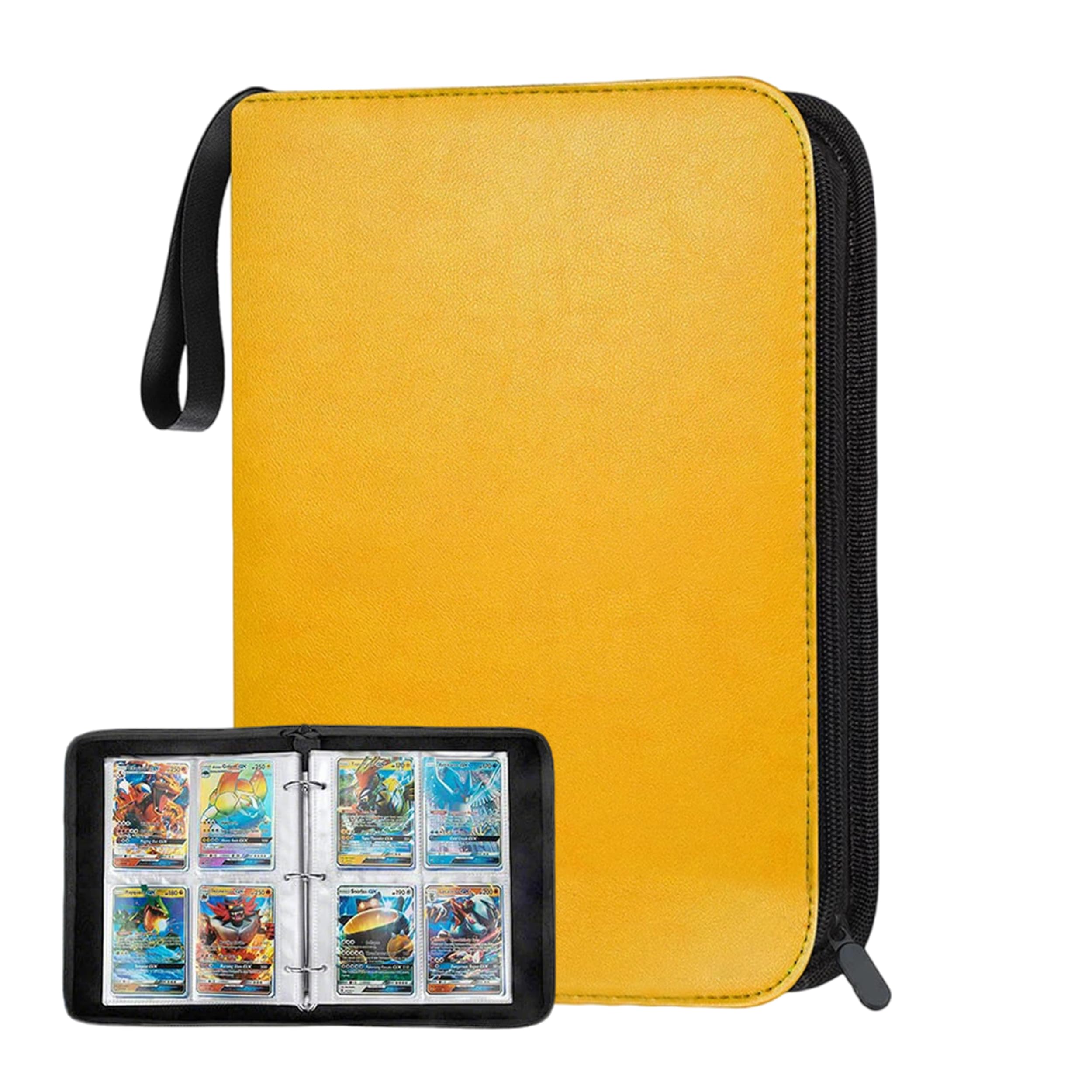 Card Binder 4 Pocket, 50 Pages Trading Card Binder, 400 Pockets Toploader Binder, PU Card Guardian Binder Album with Zipper for MTG, TCG, Sports & Game Cards (Orange)