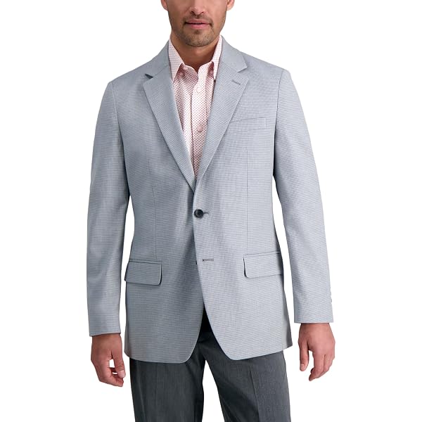 Haggar J.M Tailored Fit Mini Dobby Sport Coat Blazer Silver at