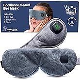 MyHalos Cordless Heated Eye Mask for Dry Eyes - Rechargeable Eye Heat Mask - Eye Warm Compress with Washable Cover - Sinus Heating Pad for Eyes, Styes & Blepharitis - MGD heated eye masks for dry eyes