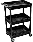 Luxor STC111 40.5" Automotive Utility Cart with 3 Shelves, Black
