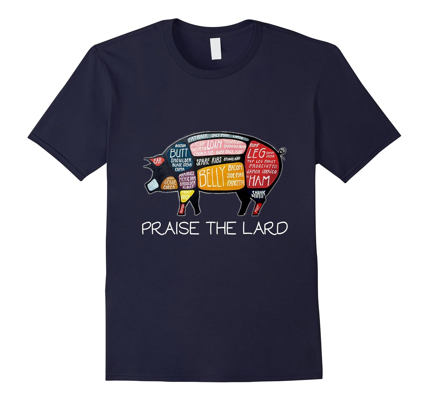 PIG BACON T-SHIRT Funny Praise The Lard Tee-Rose