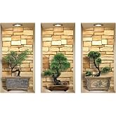 The Nisha Art 3D Removable Wall Decals - Set Of 4 Green & Brown Plant Stickers, 12.5"x12.5" Each | Easy DIY Home Decor