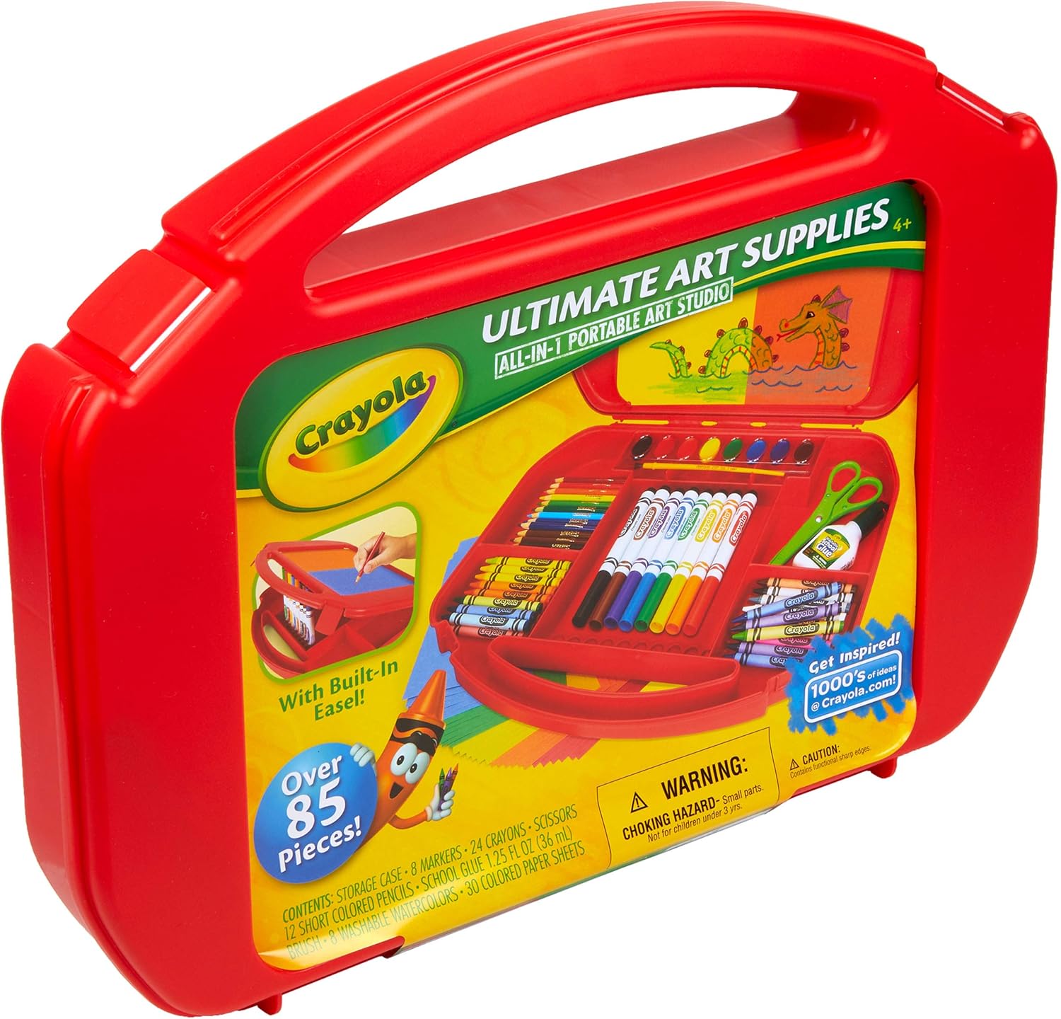 Crayola Ultimate Art Case With Easel, 85 Pieces, Gift For Kids Multicolor, 12 1/4" x 15 3/4" x 2 1/4": Toys & Games