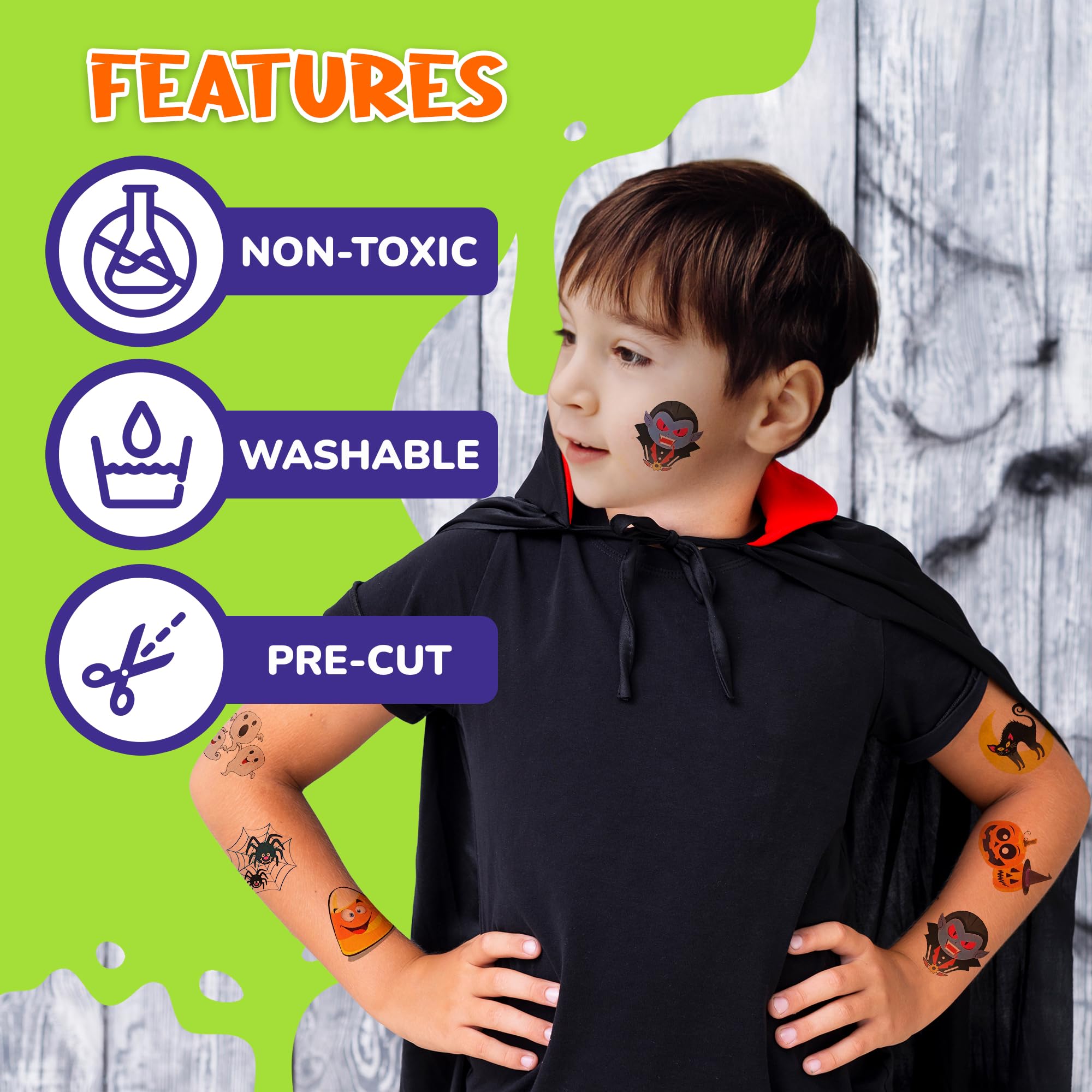 ArtCreativity Halloween Temporary Tattoos for Kids - Pack of 144-2 Inch Non-Toxic Tats Stickers for Boys and Girls, Best for Halloween Party Favors, Treats, Décor, Goodie Bags - 6 Assorted Designs