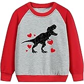 Joctoh Boys Valentines Sweatshirt for Kids Dinosaur Active Shirt Toddler Long Sleeve Monster Truck Heart Pullover Age 2-10