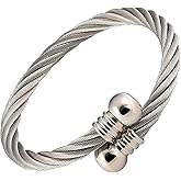 MAGNETJEWELRYSTORE Twisted Stainless Steel Magnetic Bracelet High Power Magnets, For Men and Women, Adjustable Bangle Door Knob
