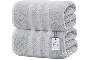 DAN RIVER Pack of 2 Bath Sheet 35x70 Inches, Luxury Bath Towel Set, Extra Large and Quick Dry Soft Cotton Towels - Silver