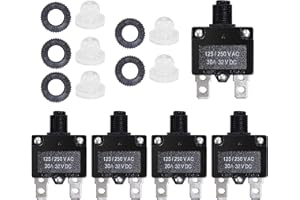 Fuzbaxy 5PCS 30Amp Circuit Breakers with Manual Reset 32VDC,AC125-250V with Quick Connect Terminals