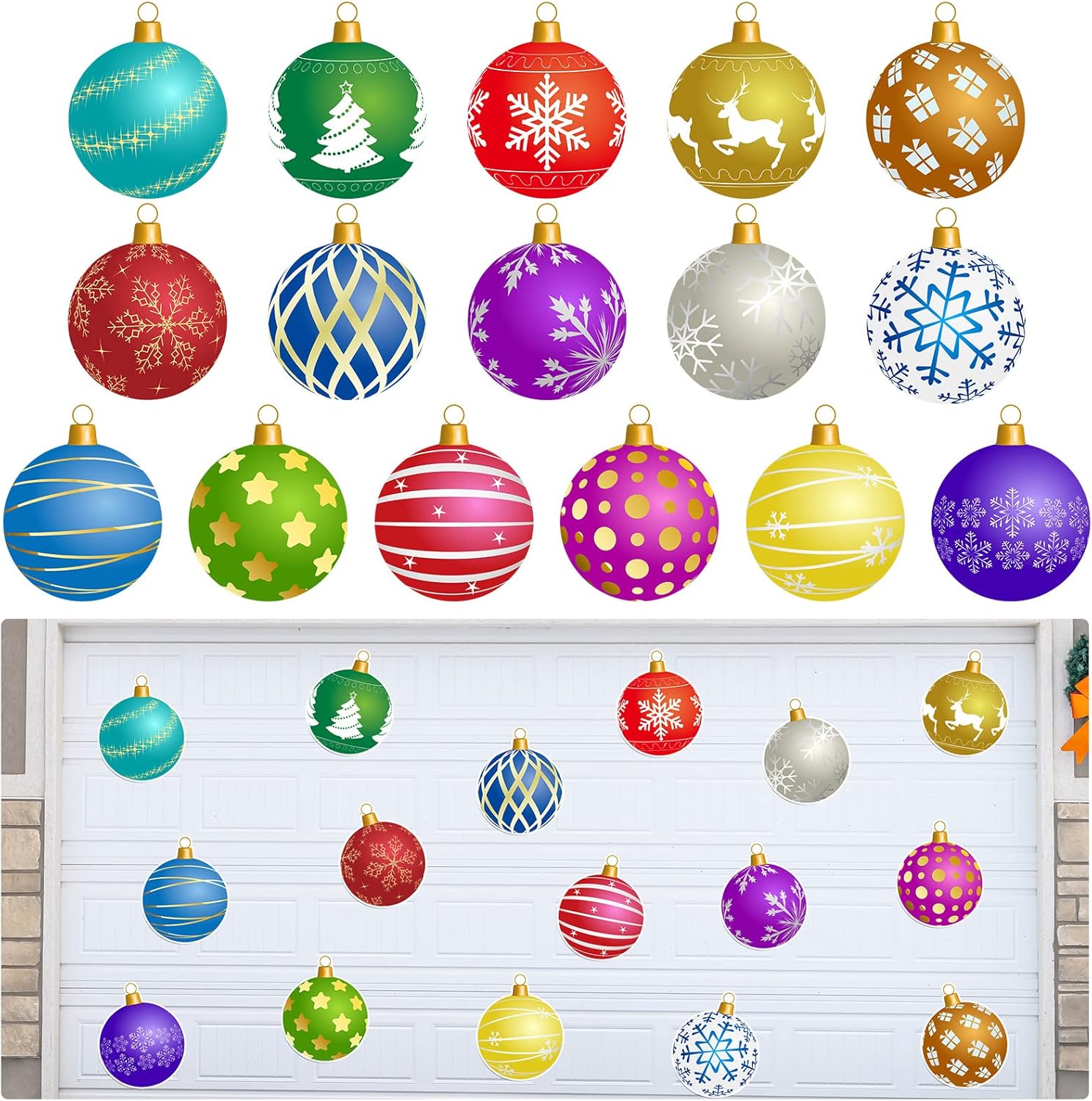 Garage Door Decorations - 16 Pieces Garage Door Christmas Magnets Christmas Car Magnets Decorations Magnet Ball Garage Magnets Decoration Ball Refrigerator Magnets Indoor Outdoor for Christmas Holiday Party Decoration
