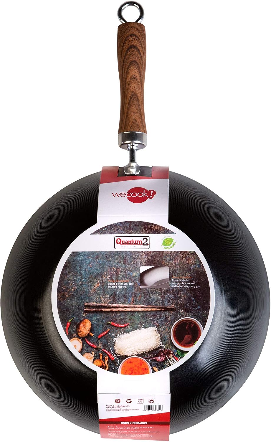 WECOOK! Carbono Wok Induction 24 cm, Non-Stick Titanium Quantanium 3-Layer Ecological PFOA-Free, Carbon Steel - Image 5
