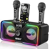 SDRD 215 Bluetooth Karaoke Machine for Adult Kid with Storage and Charging Station, Powerful Karaoke System, 12H Playtime, Rechargeable Wirless Microphone, Support USB/AUX Indoor Outdoor