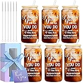 OLSUNOR 6 Set Employee Appreciation Gifts Bulk, Personalized Inspirational Thank You Gifts for Christmas Staff Coworker 16 oz Can Shaped Beer Glass Cups, Gift Box and Card for Team Women Men Teacher