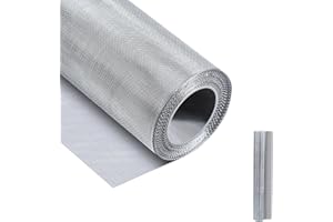 XANYI QIN 40 Mesh 304 Stainless Steel Mesh Screen, 24'' x 118''（60cm×300cm） Wire Screen Mesh, Rust Free Woven Wire Mesh, Metal Mesh Screen for Air Vents, Window Screen, Filters, Cage,Garden Covers