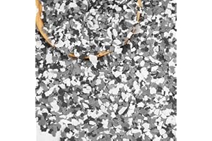 Taiyin 2.8 Kg/ 6.17 lb Blend Decorative Color Chips Epoxy Flakes for Garage Floor Blend Concrete Coatings Paint Chips for Wall Interior Exterior Basement(Black, White, Grey,2-4 mm)
