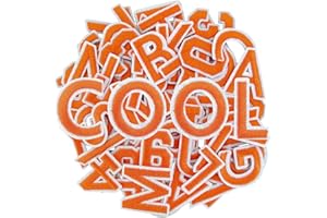 CLINTT 72Pcs Iron on Letters for Fabric, Letters Patches A-Z, Embroidered Number Patches 0-9, Iron on/Sew on Alphabet Patch for Clothes, Hat, Socks, Jeans - Orange
