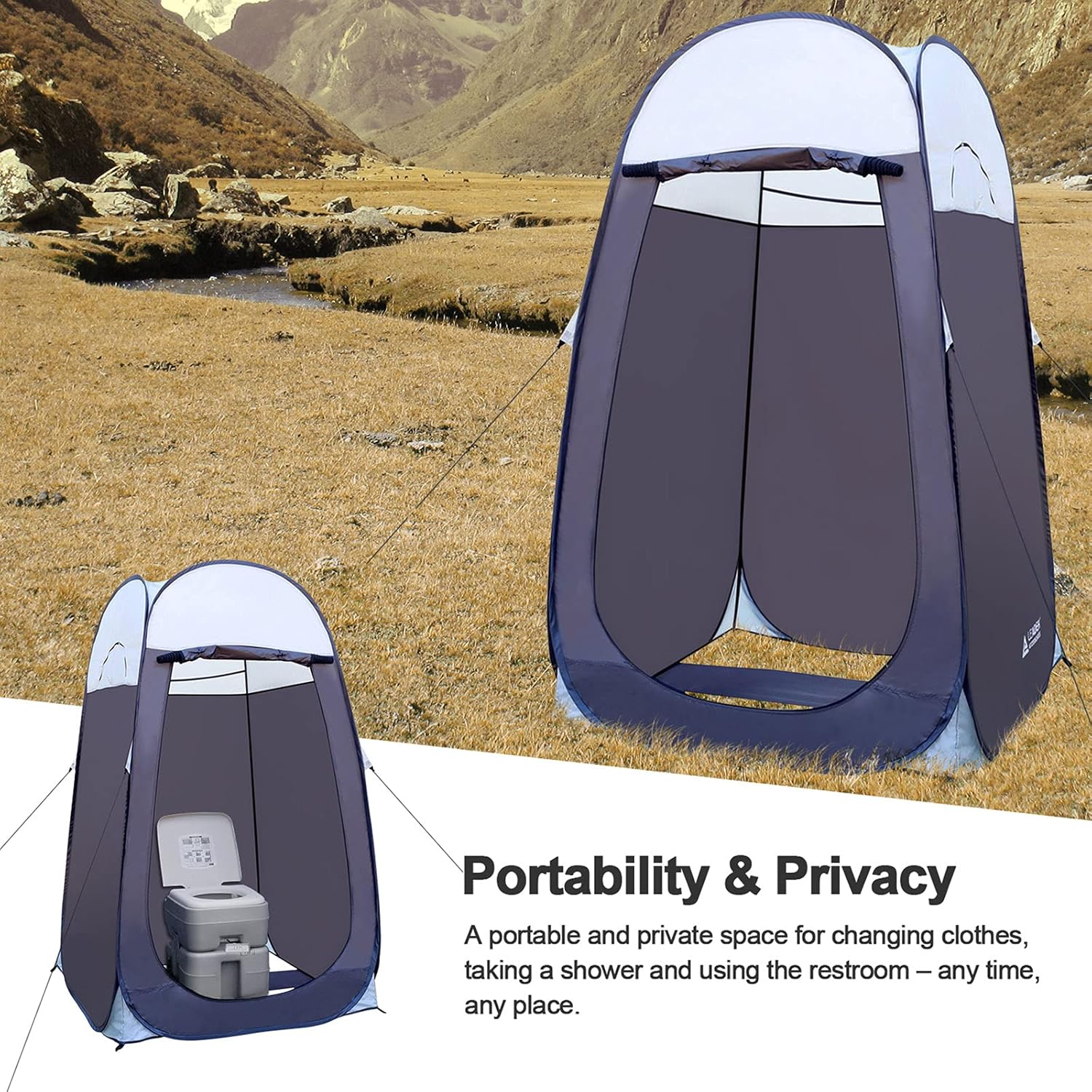 Leader Accessories Pop Up Shower Tent Dressing Changing Tent Pod Toilet Tent 4' x 4' x 78"(H) Big Size (1Grey): Sports & Outdoors