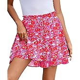 SimpleFun Womens Skorts Floral Ruffled Chiffon Flowy Shorts Summer Flared Mini Skirts