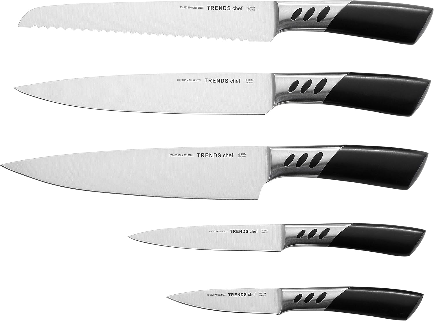 TRENDS home 5 Pc Kitchen Knife Set, Premium Stainless Steel, Designer Handle. Ultimate Quality Kitchen Knives Set