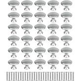 Cabinet Drawer Knobs, 30 Pcs 1-1/5 Inch Brushed Nickel, Stainless Steel | Ideal for kitchen or dresser drawers. Includes mounting screws for installation.