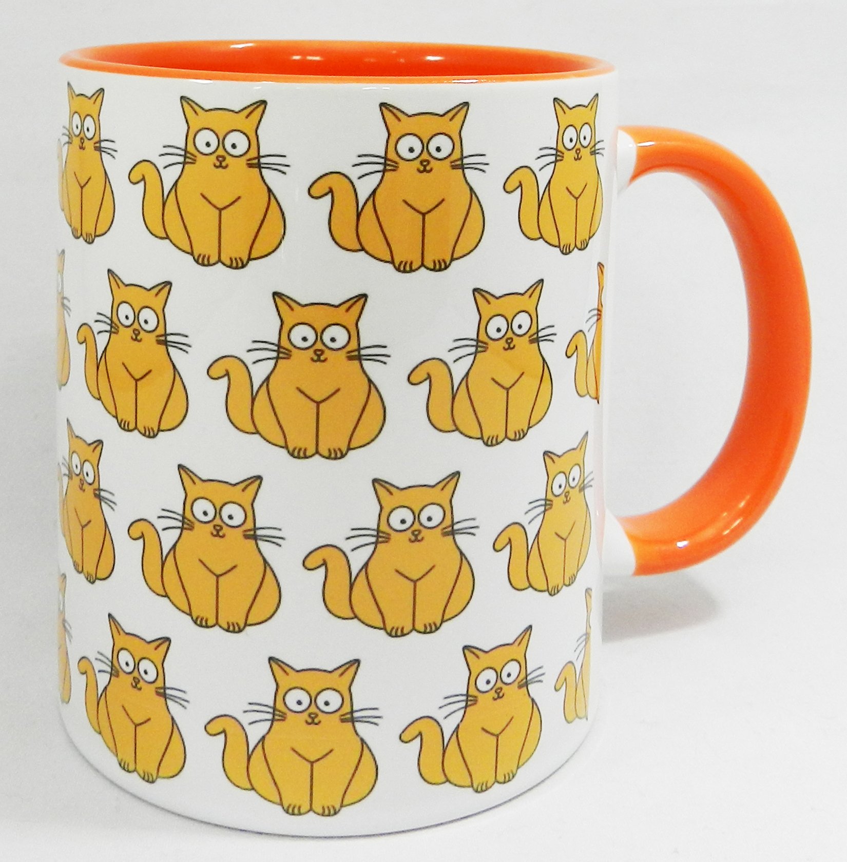 Half a Donkey The Ginger Cat with The Big Eyes Ceramic Mug with Orange Inner and Handle 310ml (11oz)
