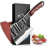 Dream Reach Meat Bone Cleaver - Knife for Meat Cutting, Handmade Heavy Duty Butcher Knife with Sheath, Hand Forged Full Tang Chopper for Kitchen, Outdoor Cooking and BBQ