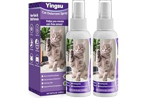 Yingsu Cat Deterrent Spray, Cat Repellent Inddor and Outdoor, Behavior Training Aid with Citrus Extract for Cat and Kitten, Effective Scratch Furniture Protector for Sofas, Curtain, Rugs - 150ML, 2PC