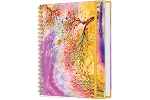 UEBZFOCS Lined Spiral Notebook Journal for Women, 200 Pages Cute Notebooks 8.5” x 11”, A4 Large Hardcover Spiral Journals with 100 GSM Thick Paper, College Ruled Notebook for Writing Work School, Autumn Tree