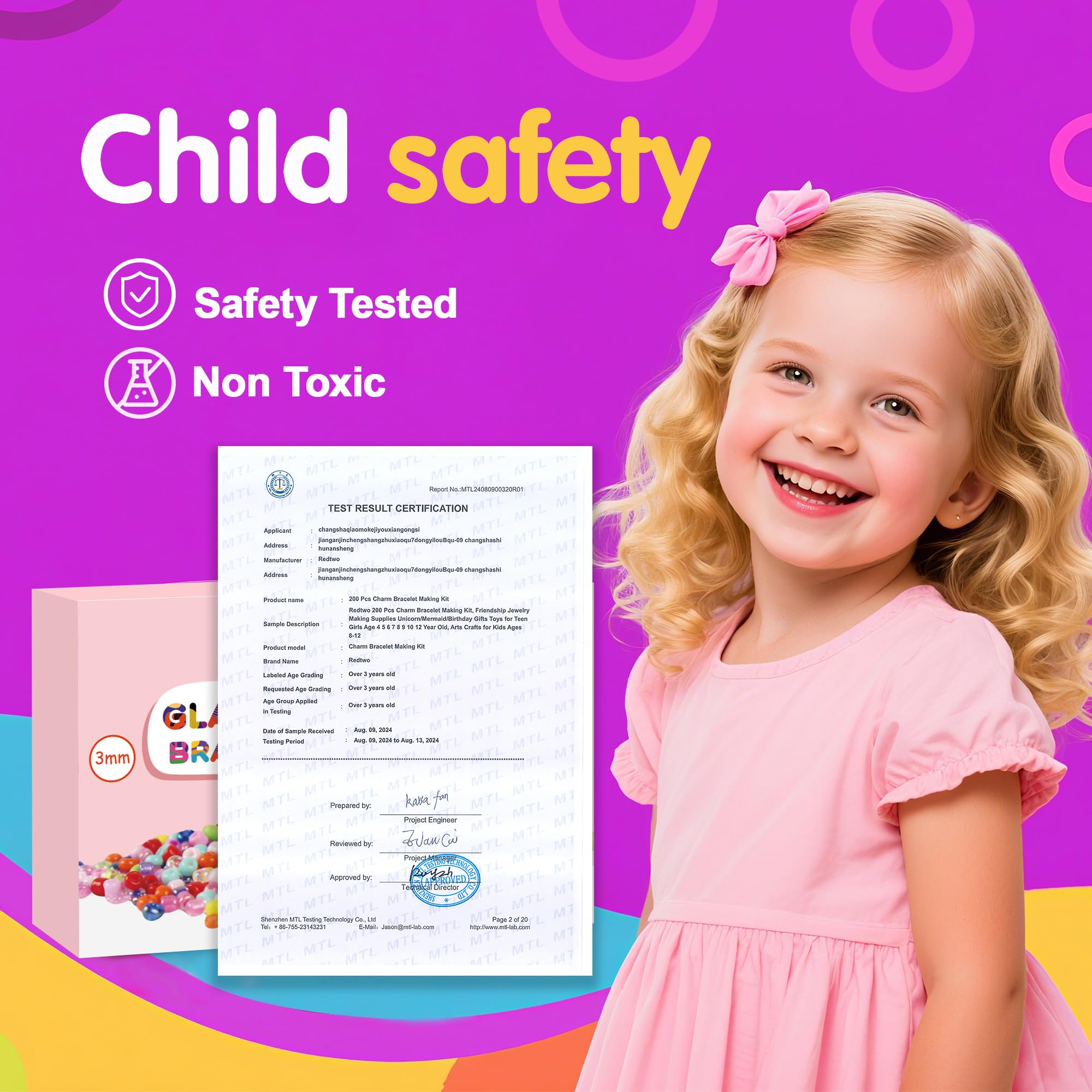 Redtwo 3mm 45000pcs Glass Seed Beads Kit, 7 Boxes 144 Colors Small Beads for Bracelets, Friendship Bracelet Kit with Charms and Letters