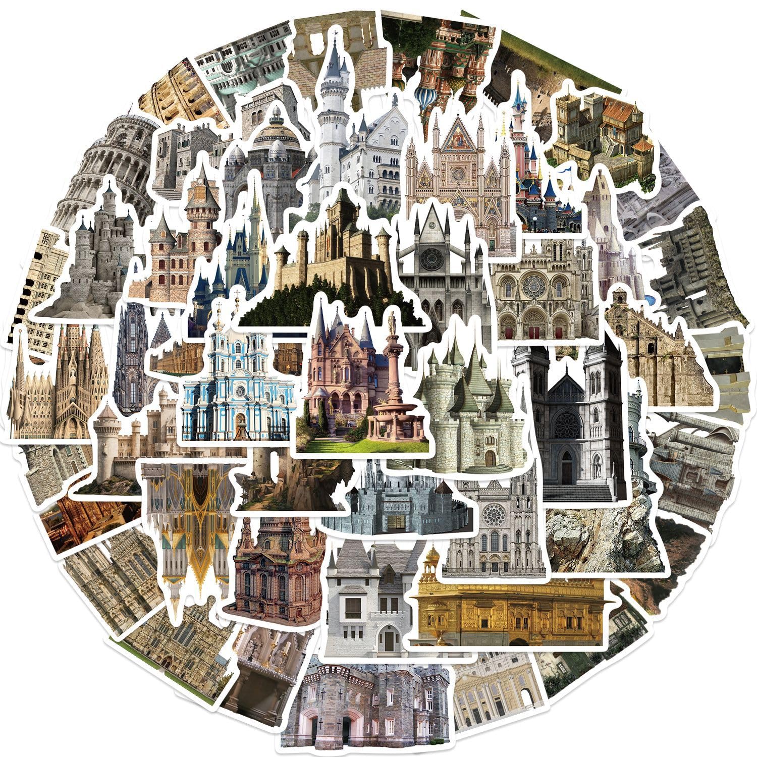 50 Pcs Medieval Castle Stickers for Kids Teens Adults Boys Girls Gift,Stickers Pack for Laptop,Skateboard,Luggage,Car,Bike, Cup,Computer,Water Bottle Decor,Castle Vinyl Waterproof Sticker Decals