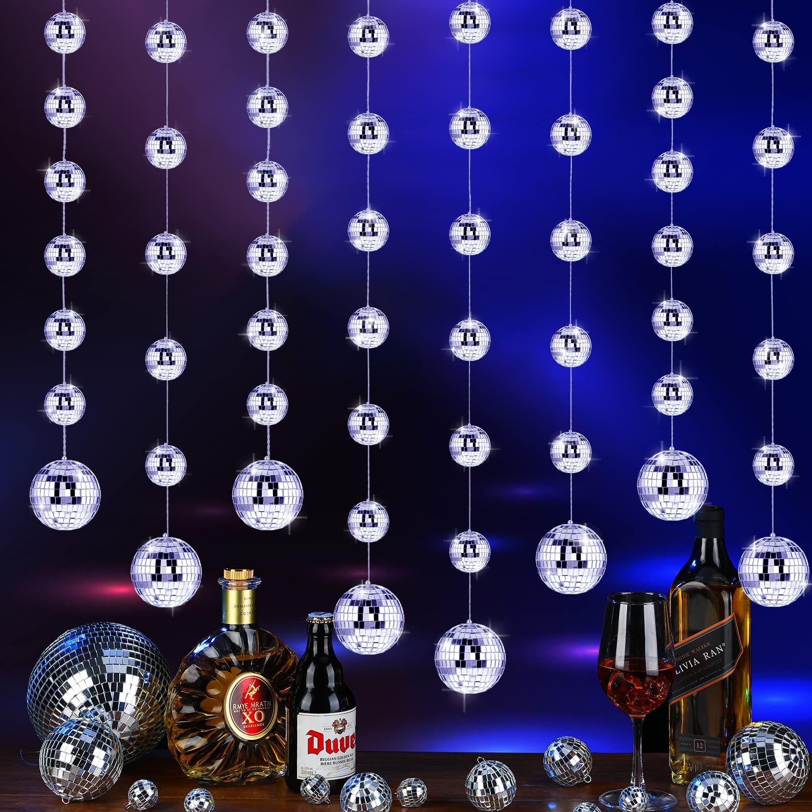 Mirror Disco Ball, 24PCS 1.2 Inch Hanging Disco Ball With Rope