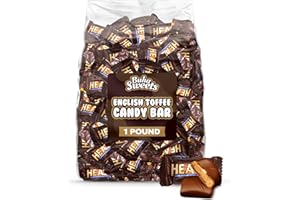 BUHA SWEETS Bulk English Toffee Chocolate Candy Bars (Approx 55 Pieces, 1 Pound) - Crunchy Toffee Covered in Rich Milk Chocolate, Perfect Mini Bars for Parties, Birthdays, Everyday Snacking, and Sharing
