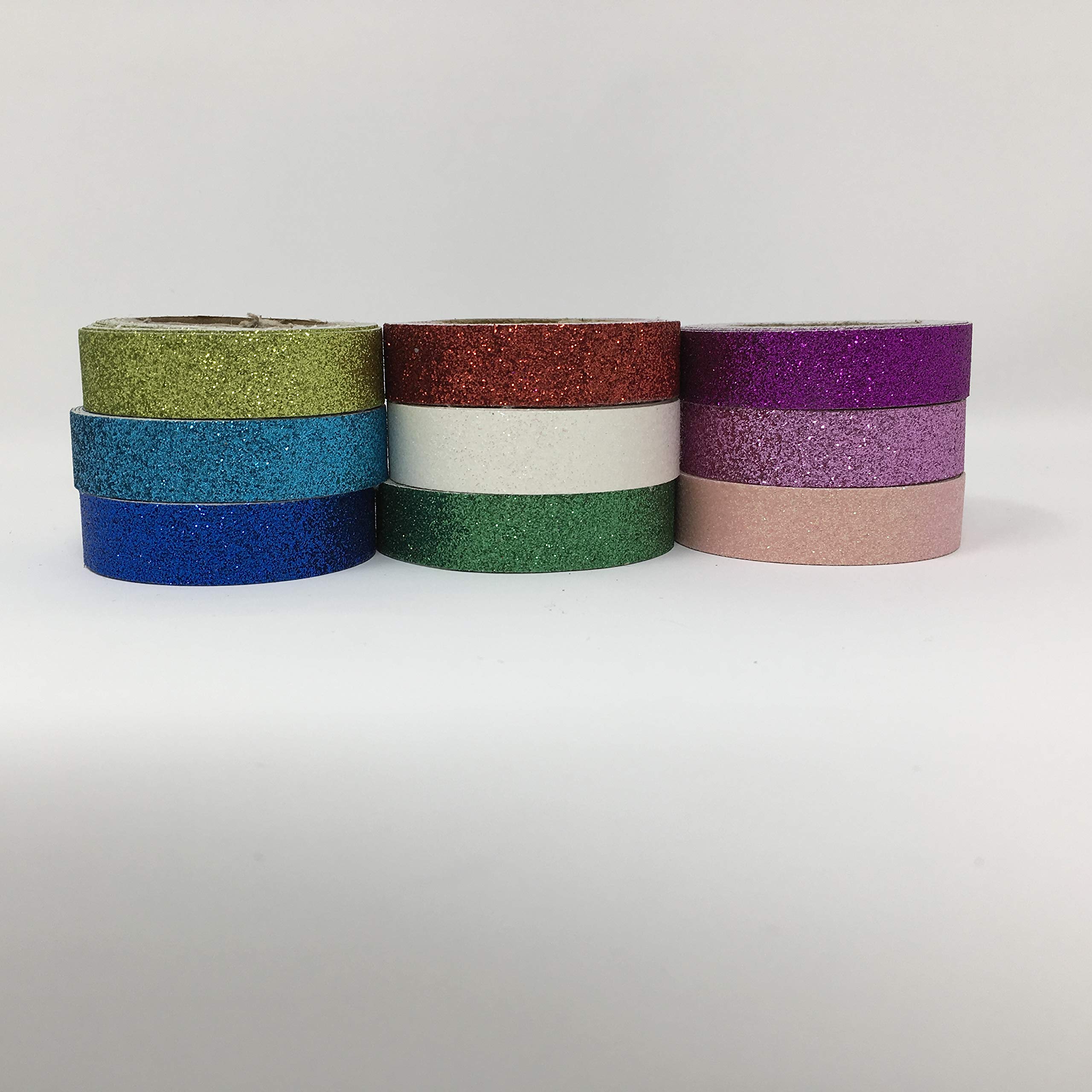 9 Large Rolls Glitter Tape 1 cm x 3 m 9 Colours