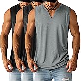 Ficerd 3 Pack Men's Big and Tall Muscle Tank Tops V Neck Sleeveless Shirts Plus Size Summer Casual Lightweight Tees