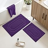 HOMEIDEAS Bathroom Rugs Sets 2 Piece, Extra Soft and Absorbent Microfiber Plush Bath Mat with Non Slip Backing(Purple)