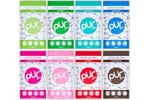 PUR Gum | Aspartame Free Chewing Gum | 100% Xylitol | Natural Flavored Gum, Variety Pack, 55 Pieces (Pack of 8)