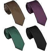 ZENXUS Skinny Solid Ties for Men, 2.5 inch Slim Plain Neckties 4-Pack