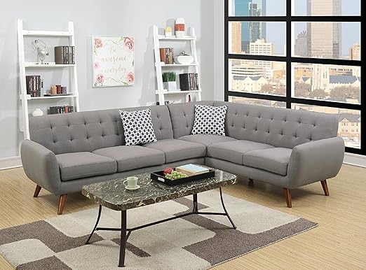 Amazon Com 2pcs Modern Grey Polyfiber Linen Like Fabric Sectional