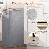 Lifewit 75L Slim Laundry Basket with Lid Grey Narrow Foldable view 7