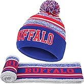Winter Beanie Hat Circle Scarf Set, Warm Football Knit Beanie Hat