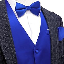 Barry.Wang Mens Royal Blue Formal Suit Vest V-neck