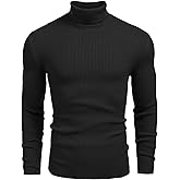 COOFANDY Mens Ribbed Slim Fit Knitted Pullover Casual Turtleneck Sweater