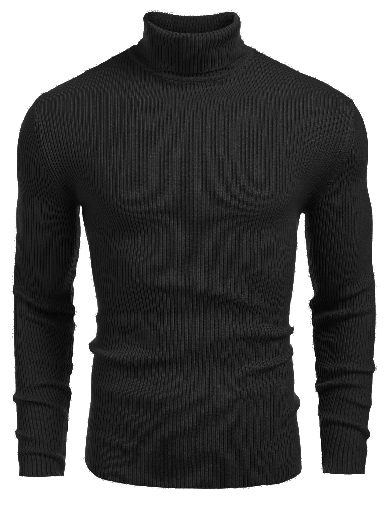 Photo 1 of COOFANDY Men's Ribbed Slim Fit Knitted Pullover Turtleneck Sweater, XL, Black
