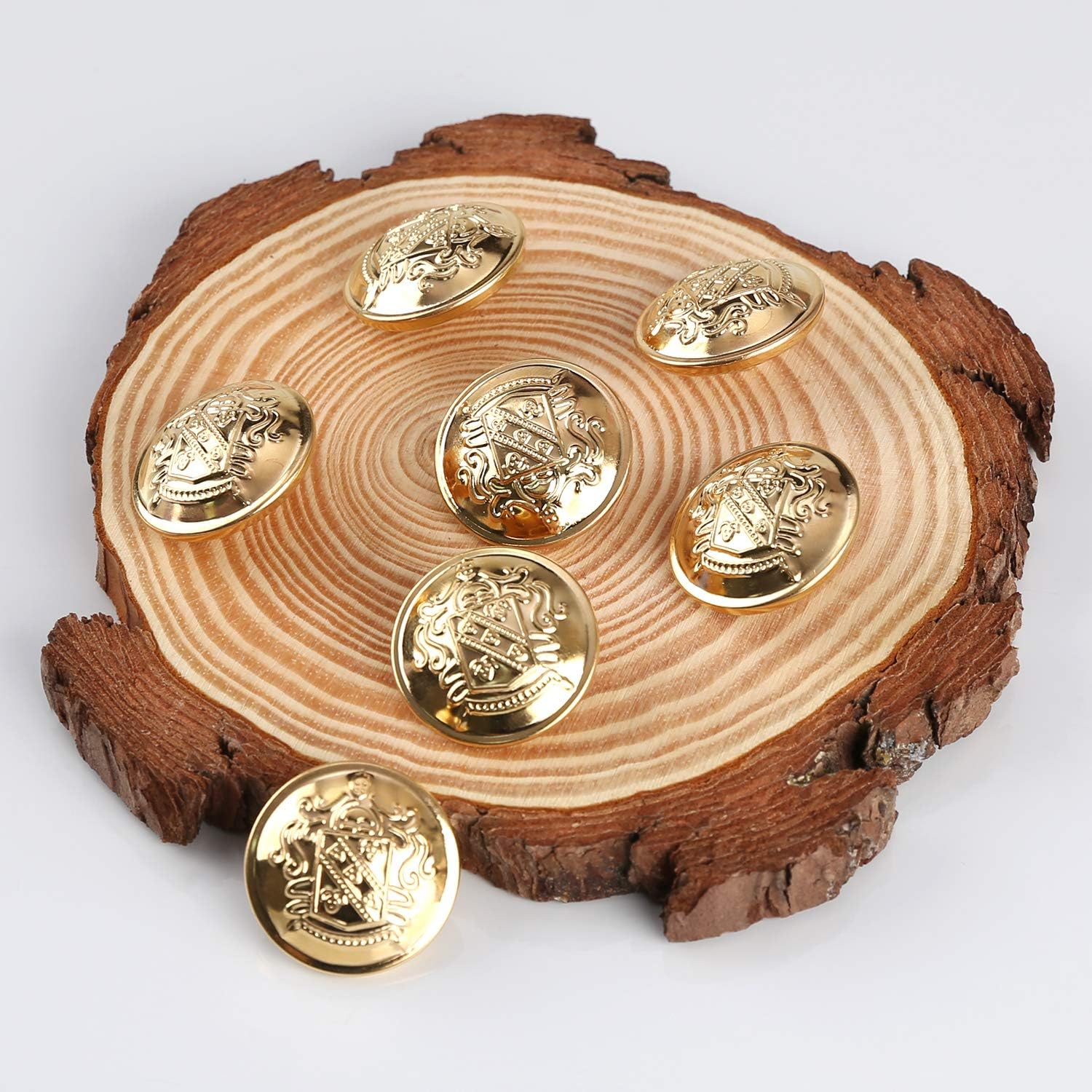 Confezione 10 Bottoni Decorativi In Metallo Smaltato - Per Cappotti E Abiti, Oro 23 Mm - Foto 2