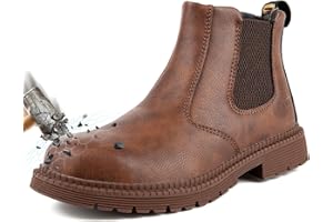 ZBVB Steel Toe Work Boots for Men Women Slip-on Chelsea Boots, Men's Industrial Construction Shoes, Waterproof, Lightweight, Comfortable, Non-slip Safety Boots…