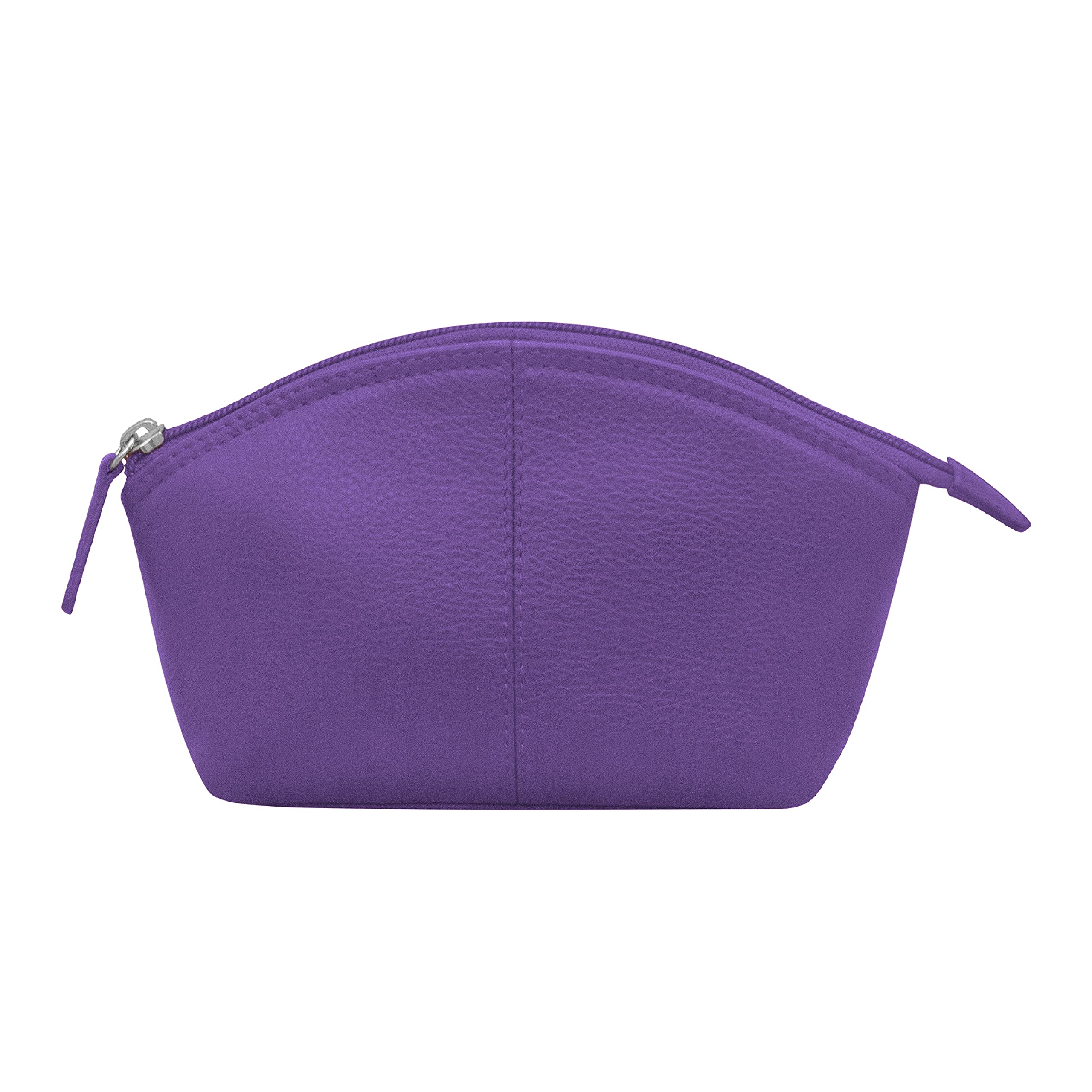 ili New York Genuine Leather Cosmetic Pouch – RFID Blocking, Leather Makeup Bag for Purse with Top Zip Closure & Interior Zip Pocket, Perfect as a Compact and Stylish Travel Cosmetic Bag, Purple, One