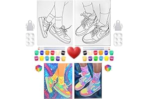 INDIGO ART STUDIO Sneakers Canvas Painting Set | Paint and Sip | Air Jordan | 2 Pack 8x10 Inches | Stretched Canvas with a frame | Couples Date Night Adults Kids Beginner | Christmas Gift | Birthday Party