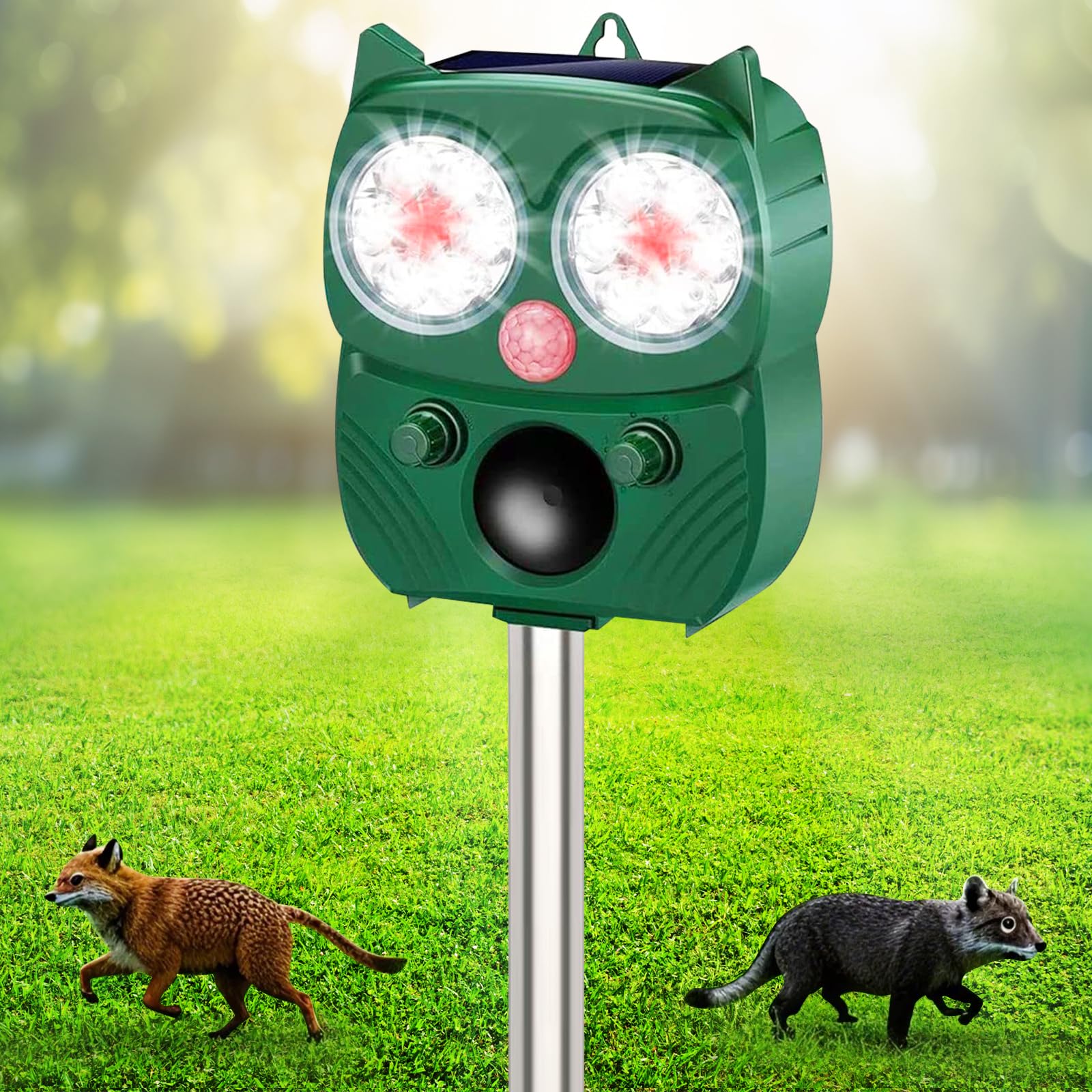 Photo 1 of Solar Animal Repeller,Ultrasonic Cat Repellent Outdoor- IP66 Waterproof Dog Repellent for Yard with Motion Sensor,LED Flashing Light,Effective Deterrent Cats,Dogs,Deer,Raccoons,Skunks,Squirrels