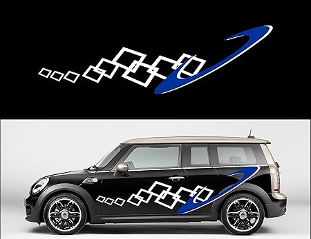 Amazon カッティングステッカー 連続する四角形 と 大型の円弧 オシャレでスタイリッシュ 左 車 バイク 車 バイク