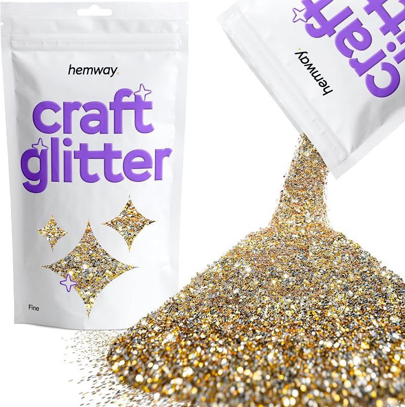Hemway Craft Glitter Gold Silver 100g Fine Glitter for Crafts Resin Cosmetic
