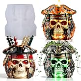 QUDYNZAL Pirate Skull Resin Molds, Halloween Skull Silicone Container Molds | 3D Flexible Pirate Skull Planter Silicone Molds for Epoxy Resin Casting, Pen Cups, Candy Jar, Candle Holders, Home Decor